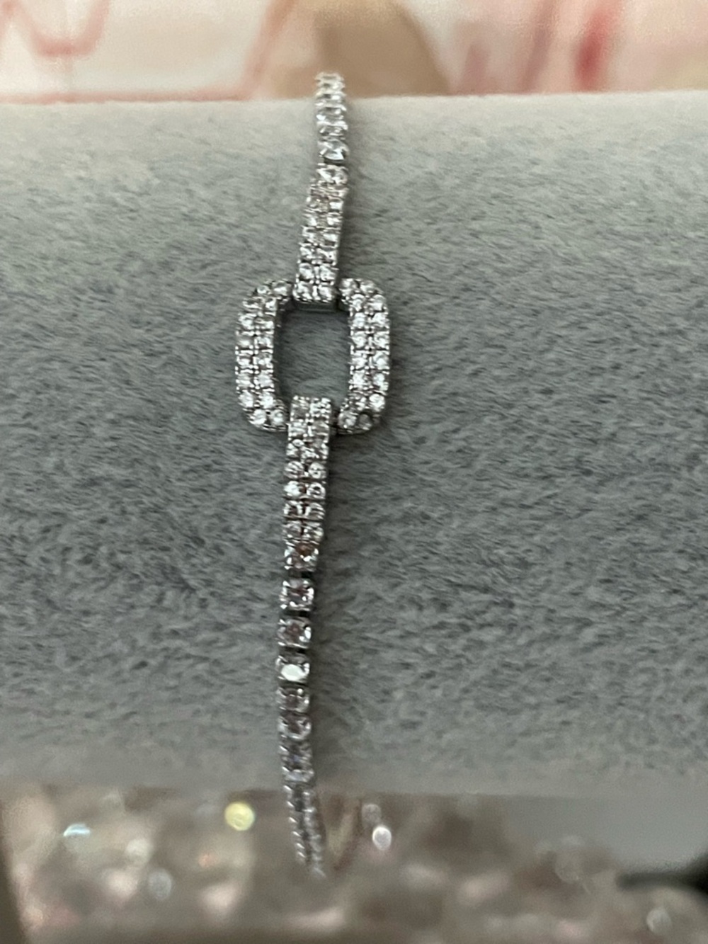 Silver Cubic Zirconia Link Tennis Bracelet - Silver adjustable to 9” nwot